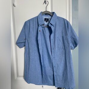 MENS Blue Short Sleeve Button Down